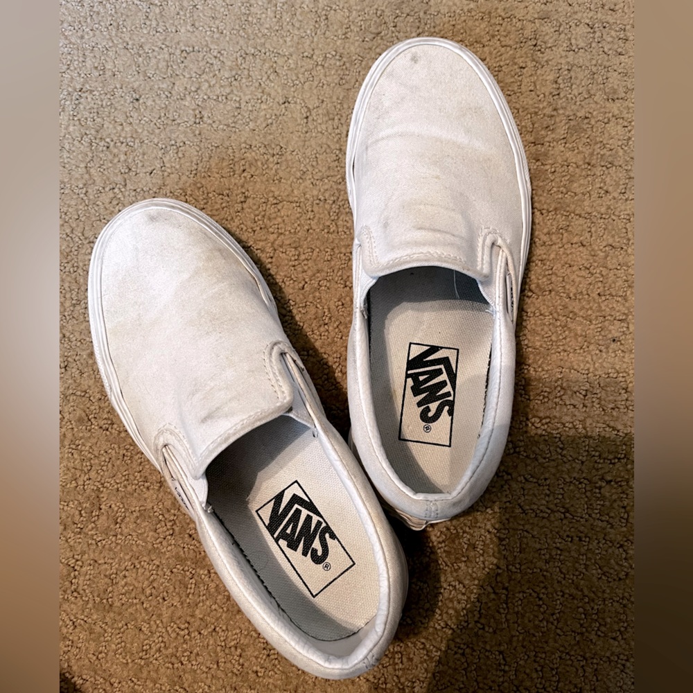 White slip on vans